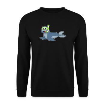 Seal Diver Snorkel Diving - Unisex Sweatshirt - black - Front - Alina (178cm) & Michal (187cm)