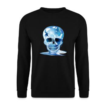 extravaganter schmelzender Totenkopf in Eis Farben - Unisex Pullover - Schwarz - Vorne - Alina (178cm) & Michal (187cm)