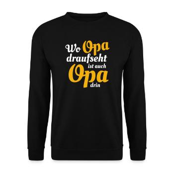 opa drin - Unisex Pullover - Schwarz - Vorne - Alina (178cm) & Michal (187cm)