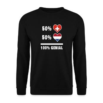 Netherlands and Switzerland 100% Genial Flag - Unisex Sweatshirt - black - Front - Alina (178cm) & Michal (187cm)