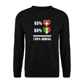 Senegal und Schweiz 100% Genial Flagge - Unisex Pullover - Schwarz - Vorne - Alina (178cm) & Michal (187cm)