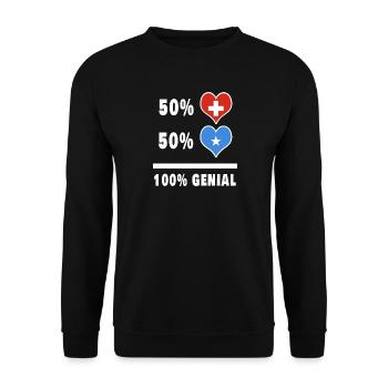 Somalia und Schweiz 100% Genial Flagge - Unisex Pullover - Schwarz - Vorne - Alina (178cm) & Michal (187cm)