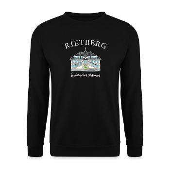 Rietberg Historisches Rathaus, Handzeichnung - Unisex Pullover - Schwarz - Vorne - Alina (178cm) & Michal (187cm)