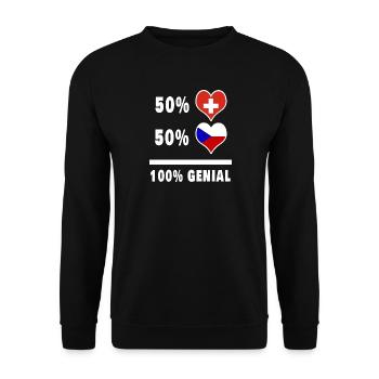Tschechien und Schweiz 100% Genial Flagge - Unisex Pullover - Schwarz - Vorne - Alina (178cm) & Michal (187cm)