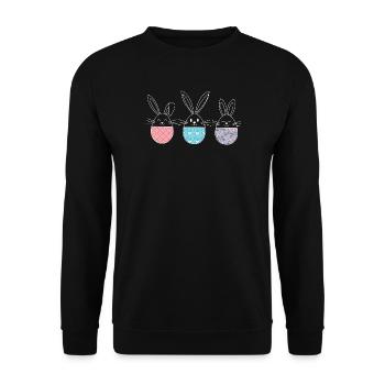 Easter, Cute Easter Bunnies Easter Eggs Drawing - Unisex Sweatshirt - black - Front - Alina (178cm) & Michal (187cm)