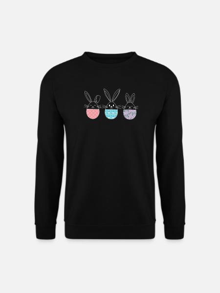 Ostern, süße Osterhasen Ostereier Zeichnung - Unisex Pullover - Schwarz