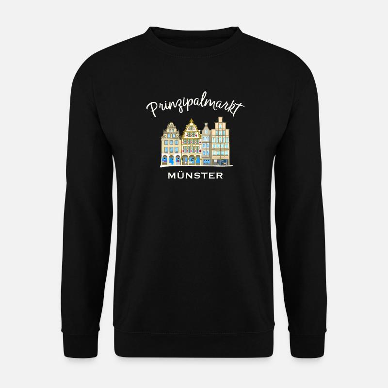 Münster Prinzipalmarkt handgezeichnete Häuserzeile - Unisex Pullover - Schwarz