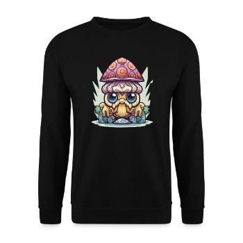 Kawaii-Pilzwächter - Unisex Pullover - Schwarz - Vorne - Alina (178cm) & Michal (187cm)