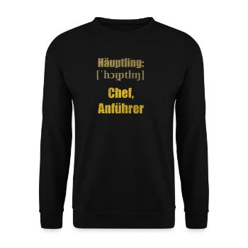 häuptling chef - Unisex Pullover - Schwarz - Vorne - Alina (178cm) & Michal (187cm)