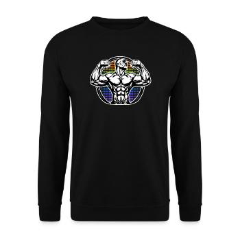 Power Figure in Rainbow Halos Bodybuilder - Unisex Sweatshirt - black - Front - Alina (178cm) & Michal (187cm)