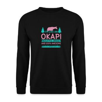 Okapi Wildgiraffen Design - Unisex Pullover - Schwarz - Vorne - Alina (178cm) & Michal (187cm)