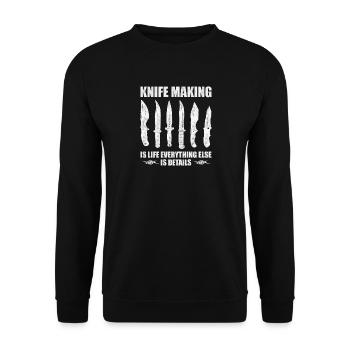 Knife Making Messerschärfer Design - Unisex Pullover - Schwarz - Vorne - Alina (178cm) & Michal (187cm)