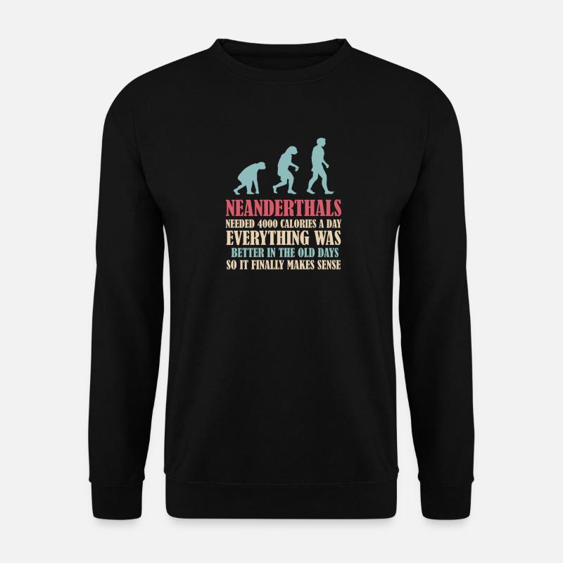 Neandertaler Prähistorischer Primat Anthropologe - Unisex Pullover - Schwarz