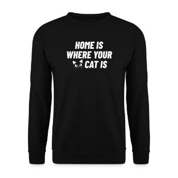La maison est l’endroit où se trouve votre chat - Sweat-shirt Unisexe - noir - Devant - Alina (178cm) & Michal (187cm)