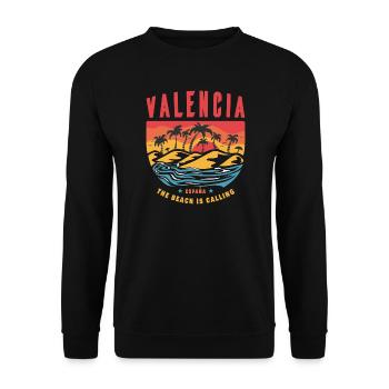 Valencia Spain palm trees beach design - Unisex Sweatshirt - black - Front - Alina (178cm) & Michal (187cm)
