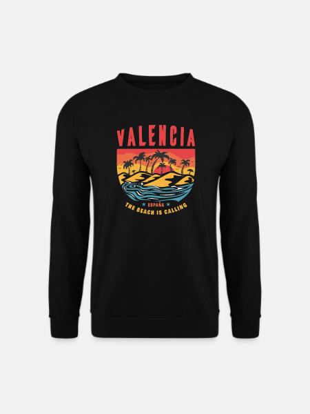 Valencia Spanien Palmen Beach Design - Unisex Pullover - Schwarz