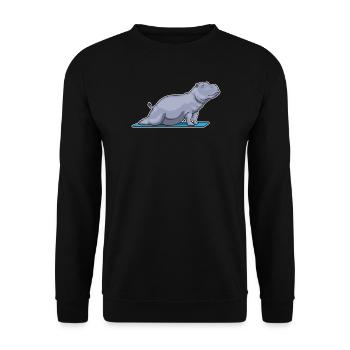 Hippopotamus Yoga Fitness Gymnastics - Unisex Sweatshirt - black - Front - Alina (178cm) & Michal (187cm)