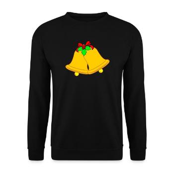 Zwei Kirchenglocken zu Weihnachten - Unisex Pullover - Schwarz - Vorne - Alina (178cm) & Michal (187cm)