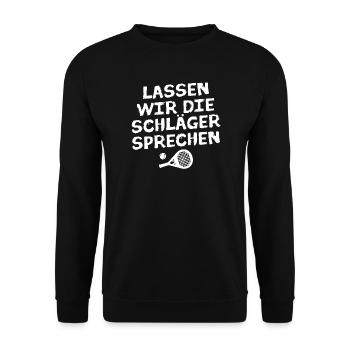 Padel Sportart Bälle Schläger Statement Padelspiel - Unisex Pullover - Schwarz - Vorne - Alina (178cm) & Michal (187cm)
