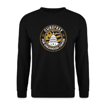 Curefest Kinderkrebs-Emblem - Unisex Pullover - Schwarz - Vorne - Alina (178cm) & Michal (187cm)
