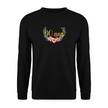 90 Ans Floral Aquarelle Doré - Sweat-shirt Unisexe - noir - Devant - Alina (178cm) & Michal (187cm)