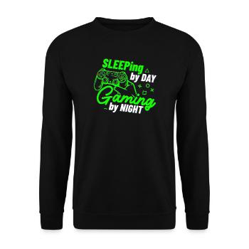 Sleeping By Day Gaming By Night - Unisex Sweatshirt - black - Front - Alina (178cm) & Michal (187cm)