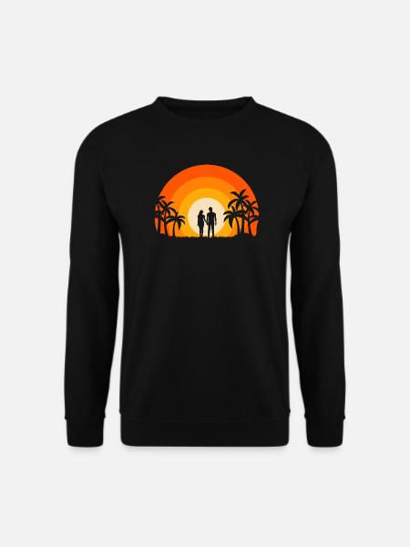 Sommer Sonnenuntergang Palme Strand Ozean Paradies Liebe - Unisex Pullover - Schwarz