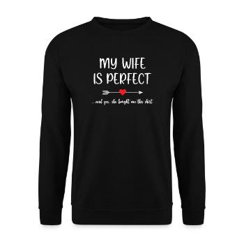 My Wife is Perfect - Unisex Sweatshirt - black - Front - Alina (178cm) & Michal (187cm)