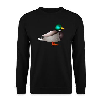 handgezeichnete männliche Ente Erpel oder Enterich - Unisex Pullover - Schwarz - Vorne - Alina (178cm) & Michal (187cm)