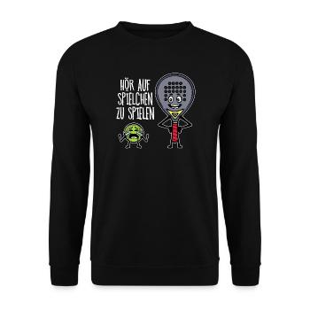 Trainer Padelteam Schläger Padel Statement Bälle - Unisex Pullover - Schwarz - Vorne - Alina (178cm) & Michal (187cm)