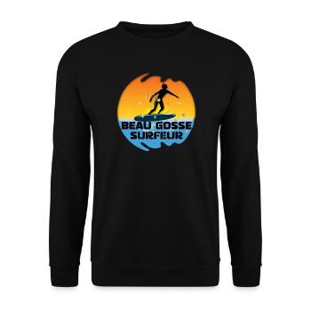 beau gosse surfeur soleil dégradé océan - Sweat-shirt Unisexe - noir - Devant - Alina (178cm) & Michal (187cm)