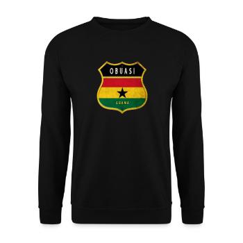 Design du drapeau d'Obuasi, Ghana - Sweat-shirt Unisexe - noir - Devant - Alina (178cm) & Michal (187cm)