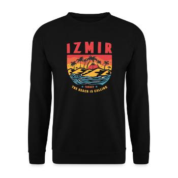 Izmir Turkey palm design - Unisex Sweatshirt - black - Front - Alina (178cm) & Michal (187cm)