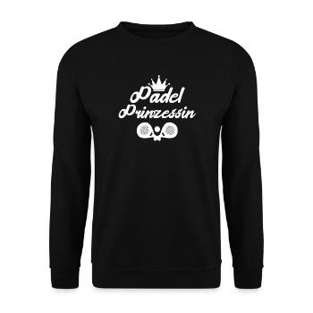 Rückschlag Padel Spieler Statement Schläger Bälle - Unisex Pullover - Schwarz - Vorne - Alina (178cm) & Michal (187cm)