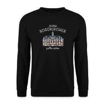 Schloss Nordkirchen, Kapelle, zeitlos schön - Unisex Pullover - Schwarz - Vorne - Alina (178cm) & Michal (187cm)