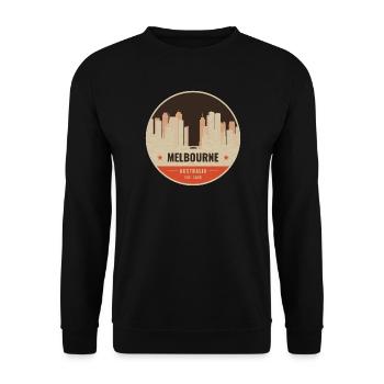 Melbourne Skyline Vintage Abzeichen - Unisex Pullover - Schwarz - Vorne - Alina (178cm) & Michal (187cm)