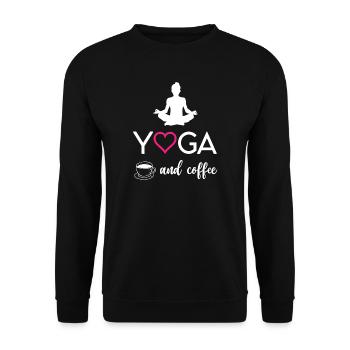Yoga et café - Sweat-shirt Unisexe - noir - Devant - Alina (178cm) & Michal (187cm)