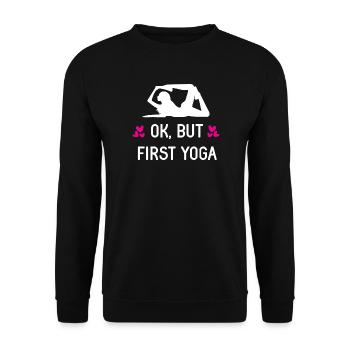 Ok, But First Yoga - Unisex Sweatshirt - black - Front - Alina (178cm) & Michal (187cm)