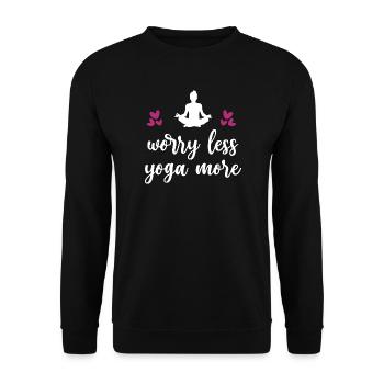 Worry Less Yoga More - Unisex Sweatshirt - black - Front - Alina (178cm) & Michal (187cm)