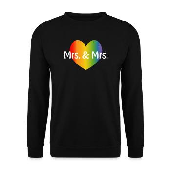 Regenbogen Mrs and Mrs rainbow Herz lesbisch LGBT - Unisex Pullover - Schwarz - Vorne - Alina (178cm) & Michal (187cm)