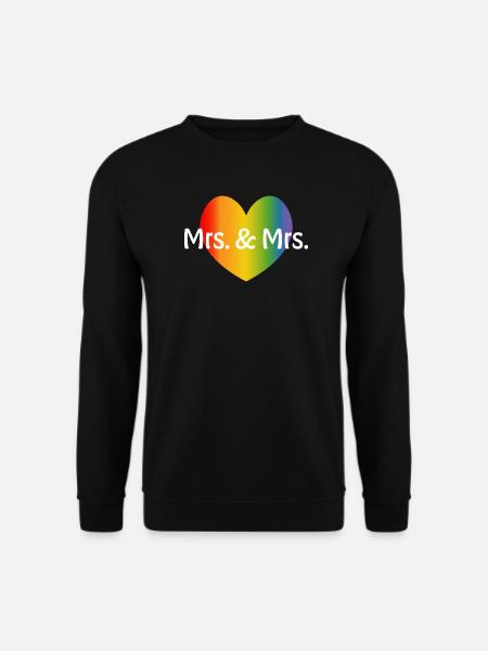 Regenbogen Mrs and Mrs rainbow Herz lesbisch LGBT - Unisex Pullover - Schwarz