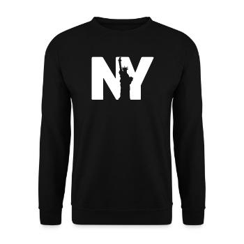 New York Statue - Unisex Pullover - Schwarz - Vorne - Alina (178cm) & Michal (187cm)