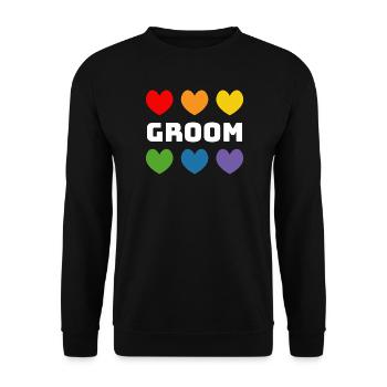 Rainbow Hearts Groom blanc - Sweat-shirt Unisexe - noir - Devant - Alina (178cm) & Michal (187cm)