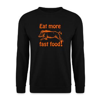 Eat more fast food - Wild boar - Unisex Sweatshirt - black - Front - Alina (178cm) & Michal (187cm)