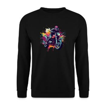 Motorcycle with color spot. - Unisex Sweatshirt - black - Front - Alina (178cm) & Michal (187cm)