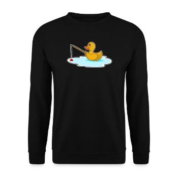 Duck Angler Fishing Rod Fishing - Unisex Sweatshirt - black - Front - Alina (178cm) & Michal (187cm)