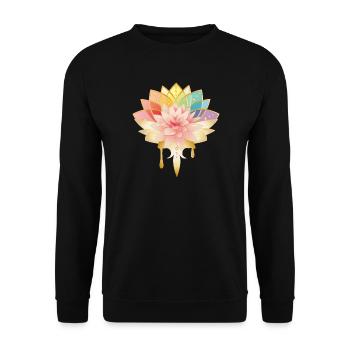 Lotus avec des fleurs dorées symbole dans des couleurs vives - Sweat-shirt Unisexe - noir - Devant - Alina (178cm) & Michal (187cm)