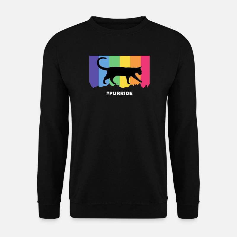Purride Katzensilhouette über Regenbogenstreifen - Unisex Pullover - Schwarz