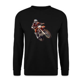 Motocross Fahrer Offroad Action - Unisex Pullover - Schwarz - Vorne - Alina (178cm) & Michal (187cm)