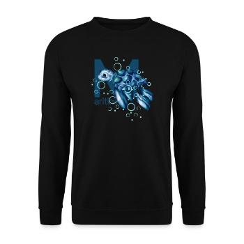 Maritim Wasserschildkröte - Unisex Pullover - Schwarz - Vorne - Alina (178cm) & Michal (187cm)